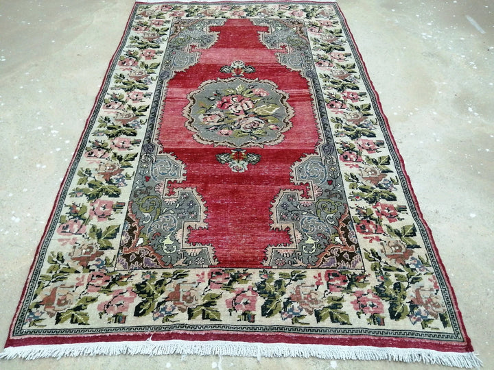 Beige Turkish Runner Rug 4' 7" x 7' 7" Hand-Knotted | No. WR93012