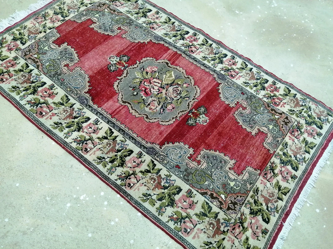 Beige Turkish Runner Rug 4' 7" x 7' 7" Hand-Knotted | No. WR93012