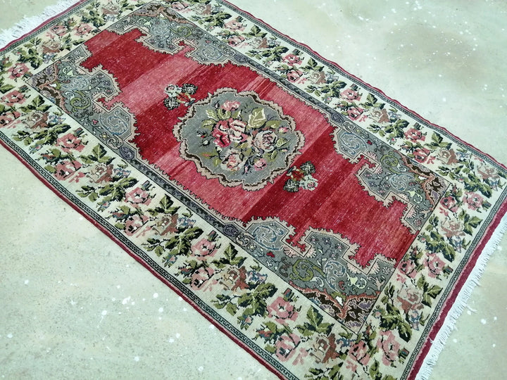 Beige Turkish Runner Rug 4' 7" x 7' 7" Hand-Knotted | No. WR93012