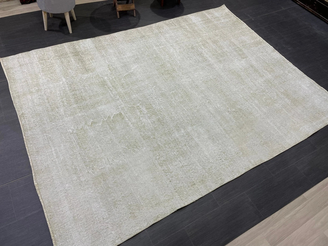 Beige Turkish Runner Rug 6' 4" x 8' 6" Hand-Knotted | No. WR93049
