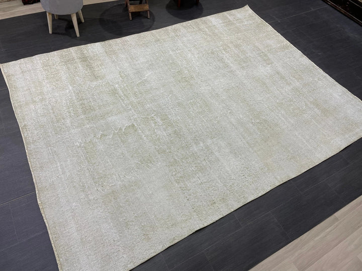 Beige Turkish Runner Rug 6' 4" x 8' 6" Hand-Knotted | No. WR93049