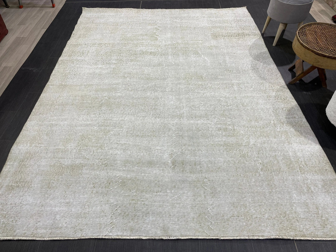 Beige Turkish Runner Rug 6' 4" x 8' 6" Hand-Knotted | No. WR93049