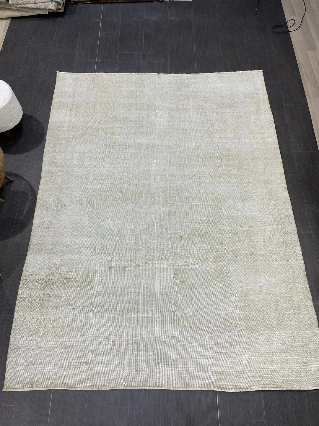 Beige Turkish Runner Rug 6' 4" x 8' 6" Hand-Knotted | No. WR93049