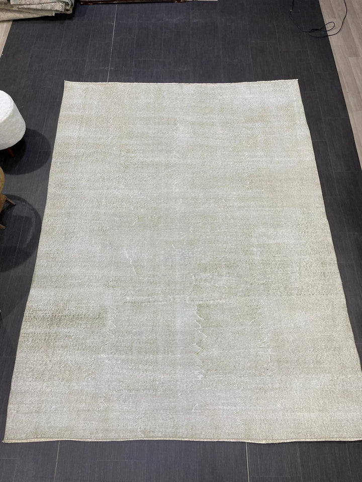 Beige Turkish Runner Rug 6' 4" x 8' 6" Hand-Knotted | No. WR93049