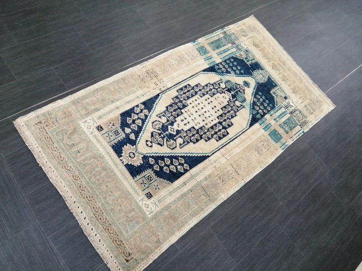 Beige Turkish Runner Rug 3' 6" x 6' 9" Hand-Knotted | No. WR93184