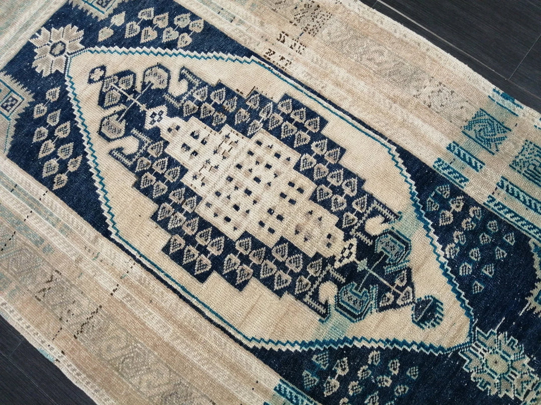 Beige Turkish Runner Rug 3' 6" x 6' 9" Hand-Knotted | No. WR93184
