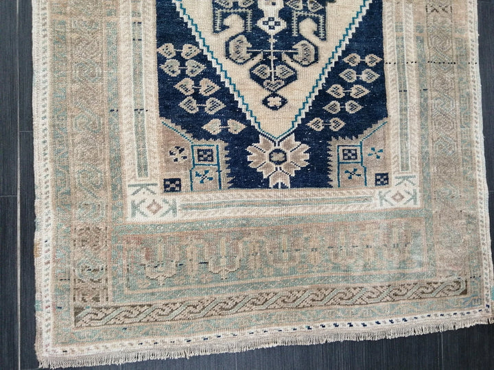 Beige Turkish Runner Rug 3' 6" x 6' 9" Hand-Knotted | No. WR93184