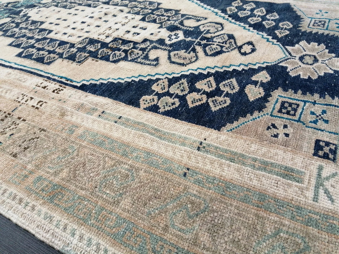 Beige Turkish Runner Rug 3' 6" x 6' 9" Hand-Knotted | No. WR93184
