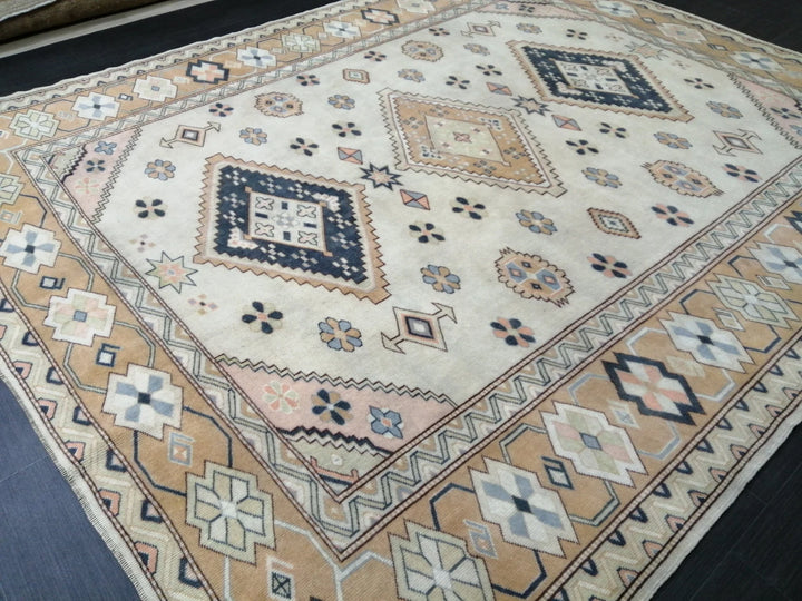 Navy Turkish Oushak Rug 7' 9" x 9' 2" Hand-Knotted | No. WR93186