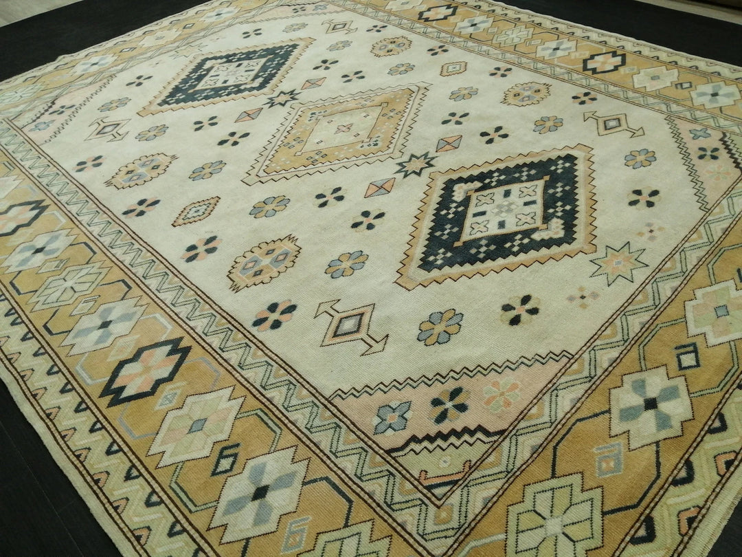 Navy Turkish Oushak Rug 7' 9" x 9' 2" Hand-Knotted | No. WR93186