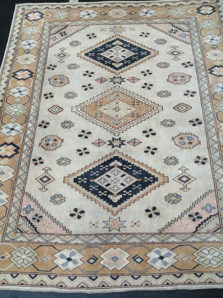 Navy Turkish Oushak Rug 7' 9" x 9' 2" Hand-Knotted | No. WR93186