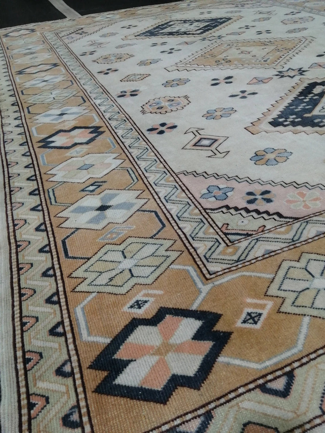 Navy Turkish Oushak Rug 7' 9" x 9' 2" Hand-Knotted | No. WR93186