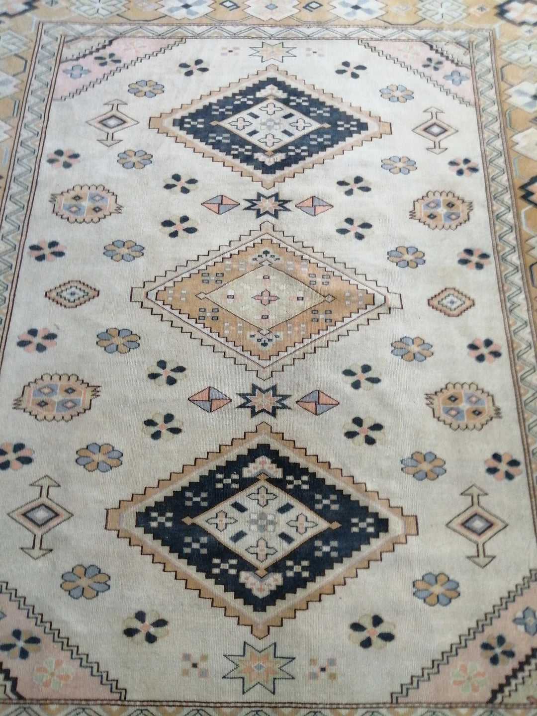 Navy Turkish Oushak Rug 7' 9" x 9' 2" Hand-Knotted | No. WR93186