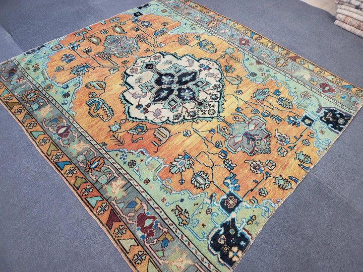 Rust Turkish Runner Rug 5' 2" x 5' 6" Hand-Knotted | No. WR93534