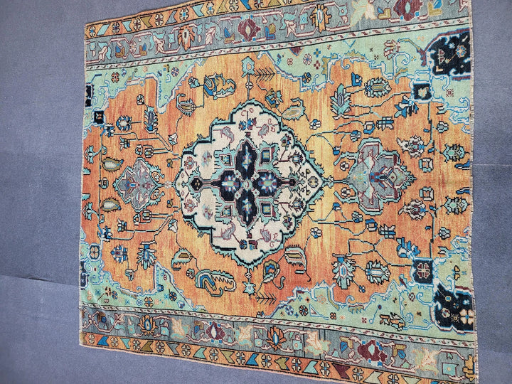 Rust Turkish Runner Rug 5' 2" x 5' 6" Hand-Knotted | No. WR93534
