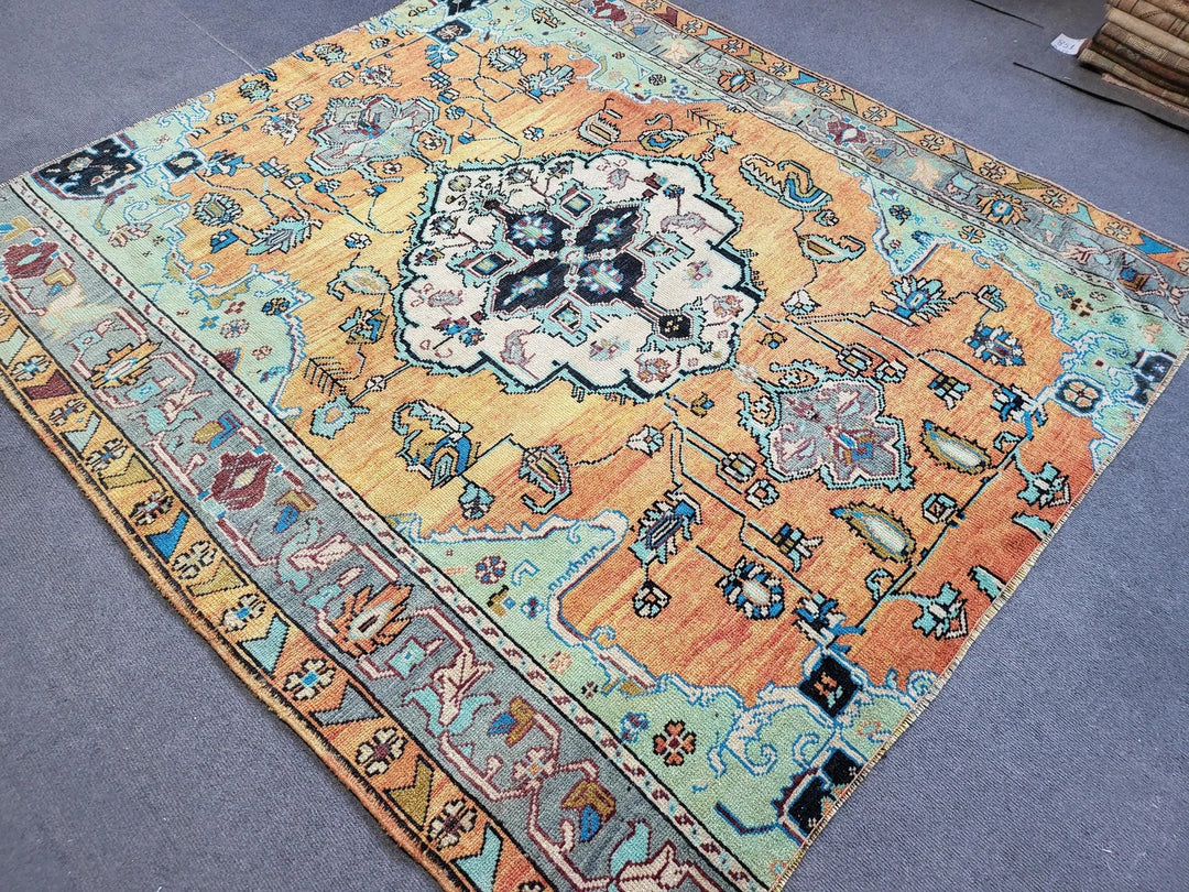 Rust Turkish Runner Rug 5' 2" x 5' 6" Hand-Knotted | No. WR93534