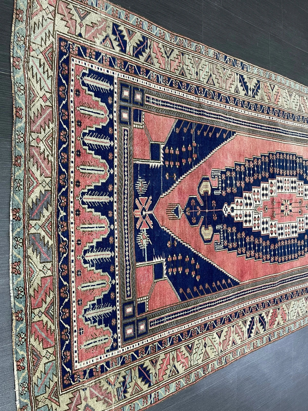 Pink Turkish Runner Rug 4' 8" x 9' 7" Hand-Knotted | No. WR93872