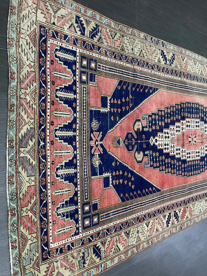 Pink Turkish Runner Rug 4' 8" x 9' 7" Hand-Knotted | No. WR93872
