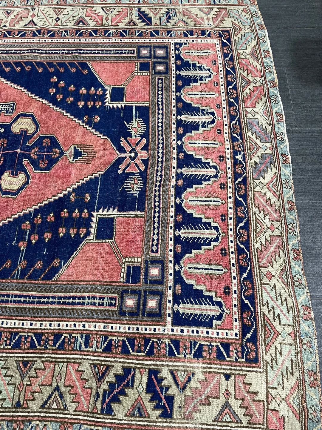Pink Turkish Runner Rug 4' 8" x 9' 7" Hand-Knotted | No. WR93872