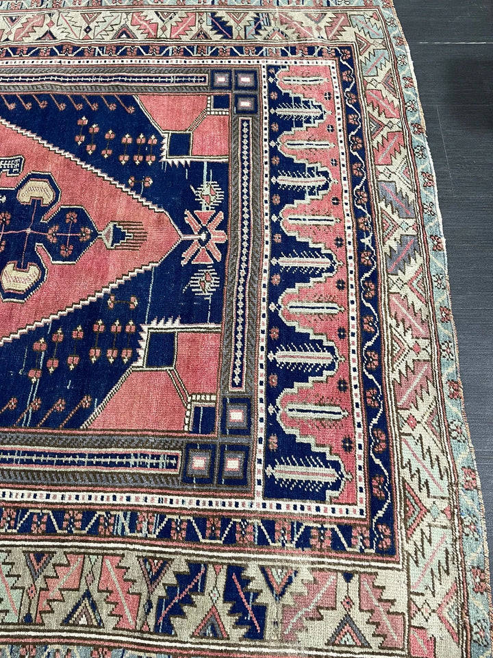 Pink Turkish Runner Rug 4' 8" x 9' 7" Hand-Knotted | No. WR93872