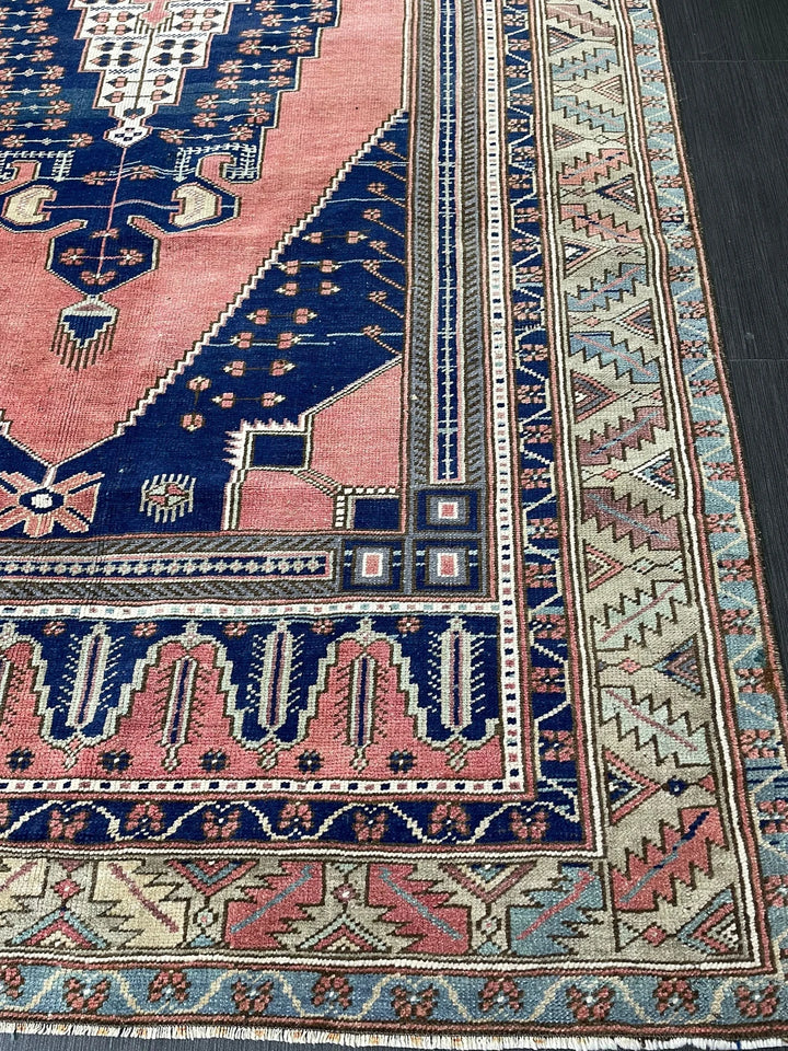 Pink Turkish Runner Rug 4' 8" x 9' 7" Hand-Knotted | No. WR93872