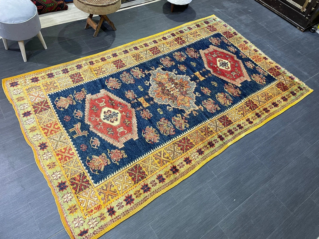 Blue Turkish Oushak Rug 4' 11" x 8' 3" Hand-Knotted | No. WR94294