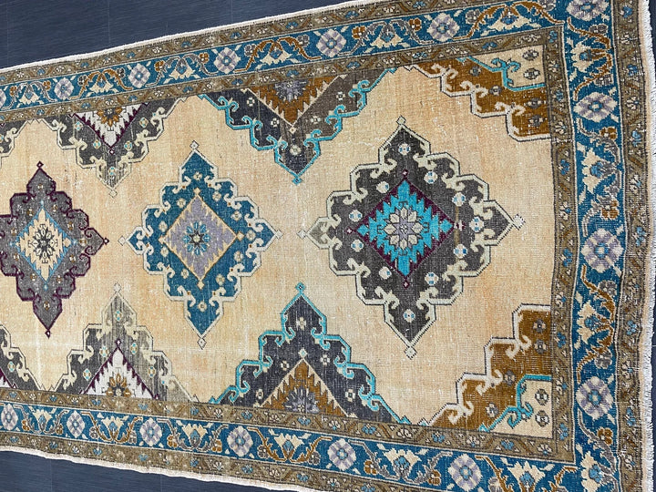 Beige Turkish Runner Rug 4' 11" x 13' Hand-Knotted | No. WR94332
