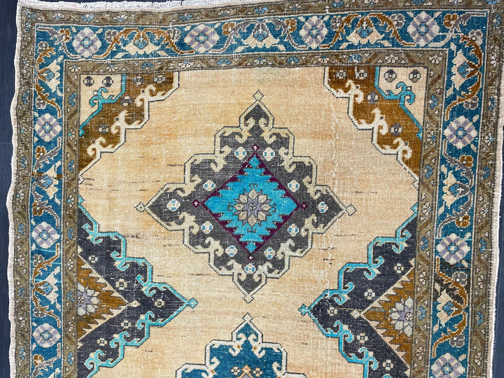 Beige Turkish Runner Rug 4' 11" x 13' Hand-Knotted | No. WR94332