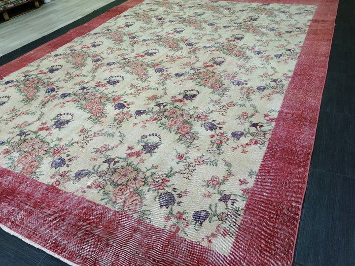 Beige Turkish Runner Rug 8' 2" x 11' 7" Hand-Knotted | No. WR94347