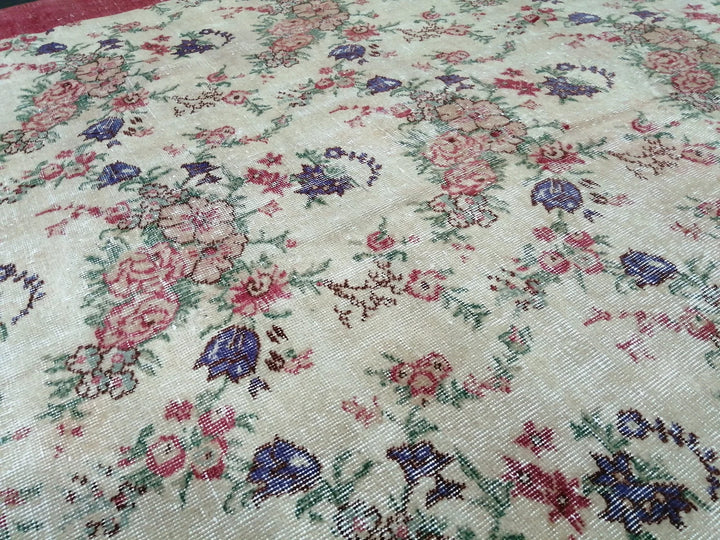 Beige Turkish Runner Rug 8' 2" x 11' 7" Hand-Knotted | No. WR94347