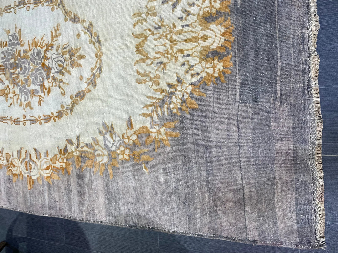 Grey Turkish Runner Rug 4' 9" x 8' 6" Hand-Knotted | No. WR94579