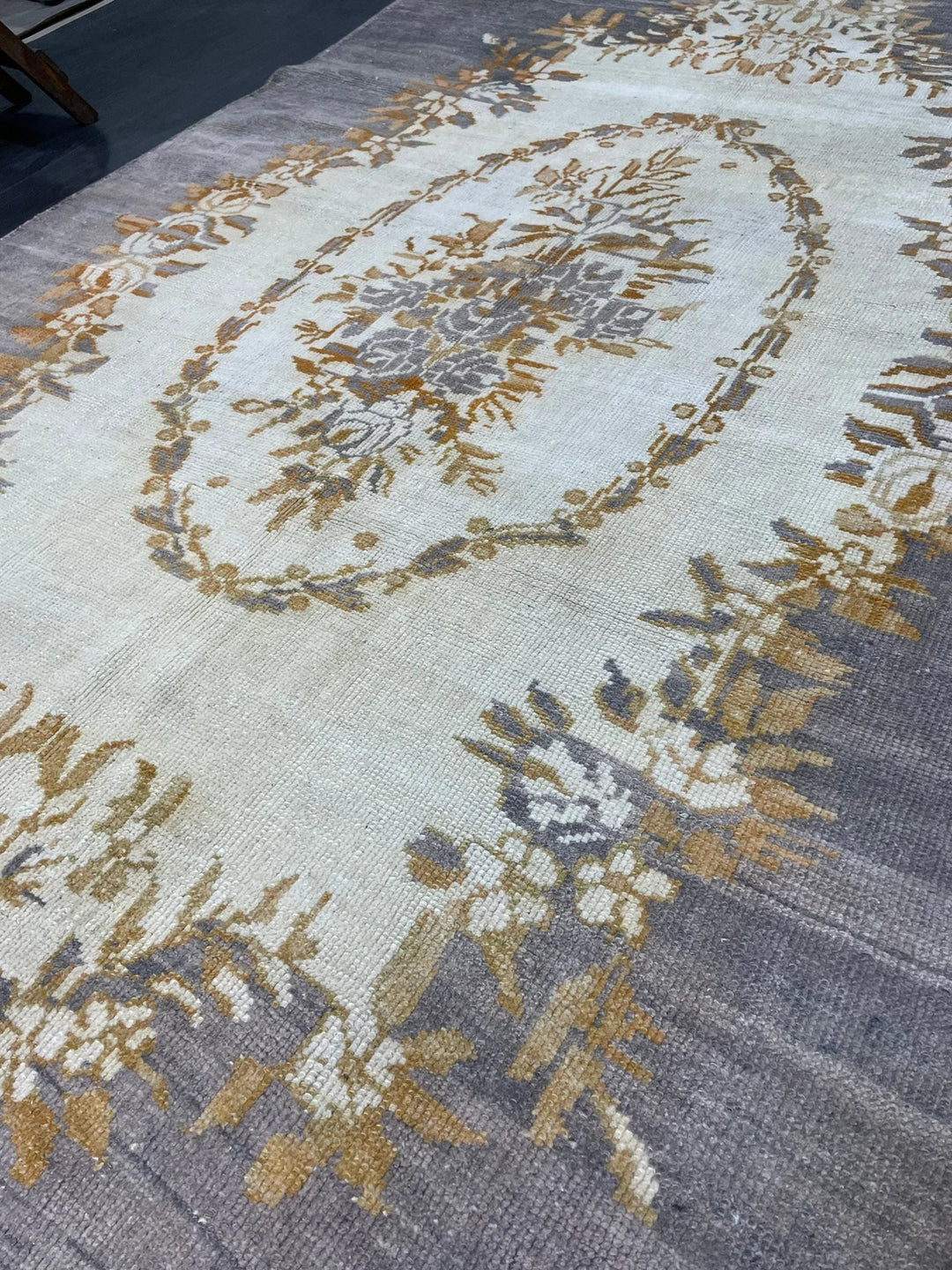 Grey Turkish Runner Rug 4' 9" x 8' 6" Hand-Knotted | No. WR94579