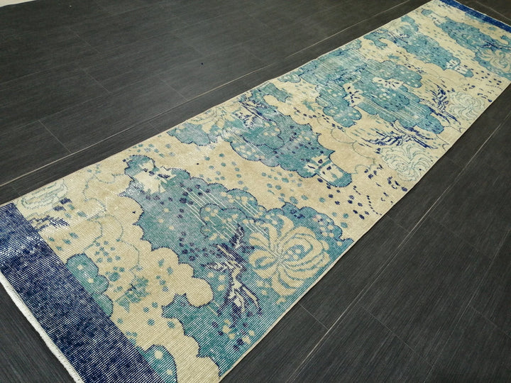 Blue Turkish Runner Rug 2' 6" x 10' 7" Hand-Knotted | No. WR94702