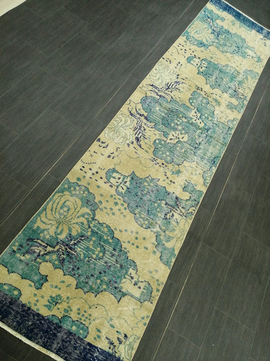 Blue Turkish Runner Rug 2' 6" x 10' 7" Hand-Knotted | No. WR94702
