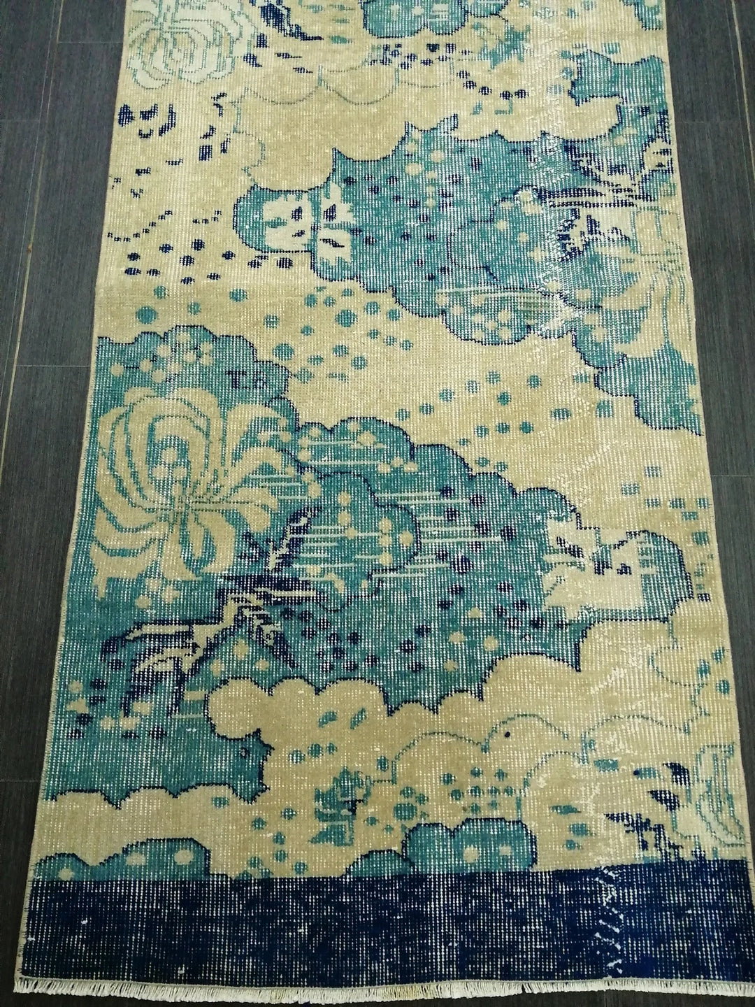 Blue Turkish Runner Rug 2' 6" x 10' 7" Hand-Knotted | No. WR94702