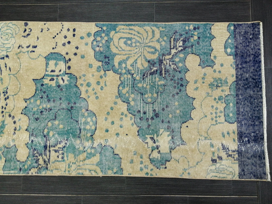Blue Turkish Runner Rug 2' 6" x 10' 7" Hand-Knotted | No. WR94702