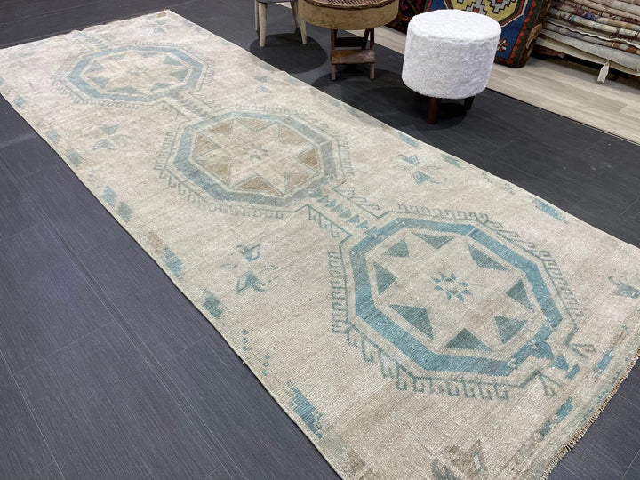 Turkish Runner Rug 3' 8" x 9' 11" Hand-Knotted | No. WR95427