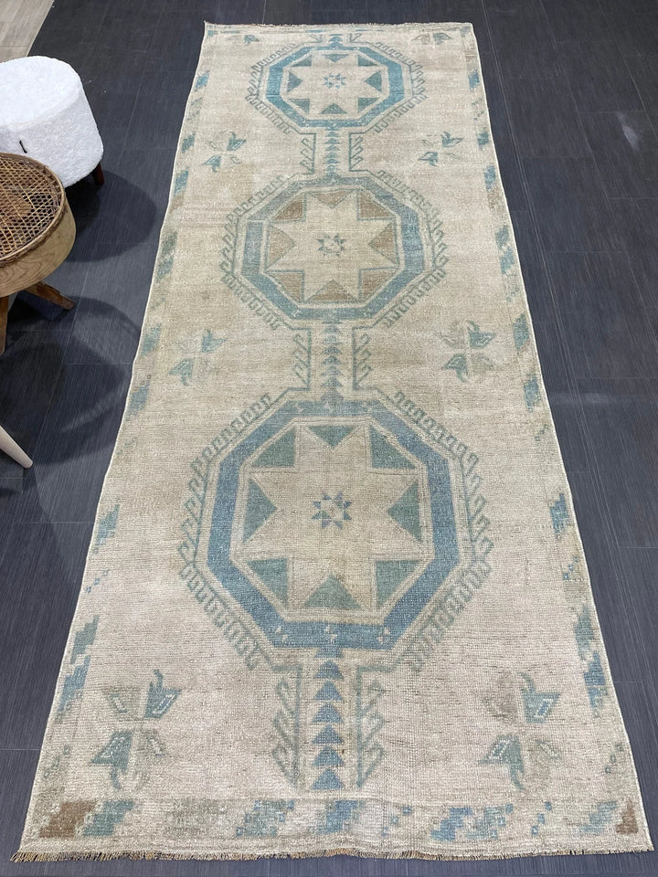 Turkish Runner Rug 3' 8" x 9' 11" Hand-Knotted | No. WR95427