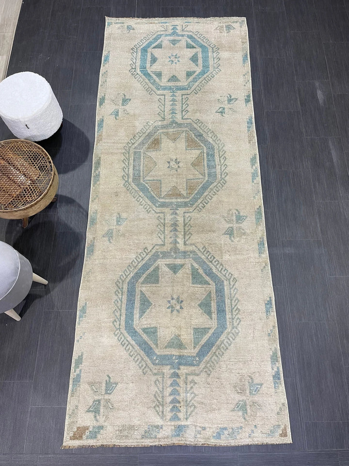 Turkish Runner Rug 3' 8" x 9' 11" Hand-Knotted | No. WR95427