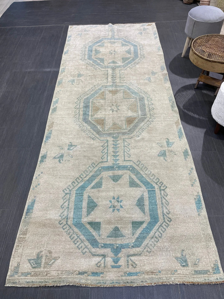 Turkish Runner Rug 3' 8" x 9' 11" Hand-Knotted | No. WR95427