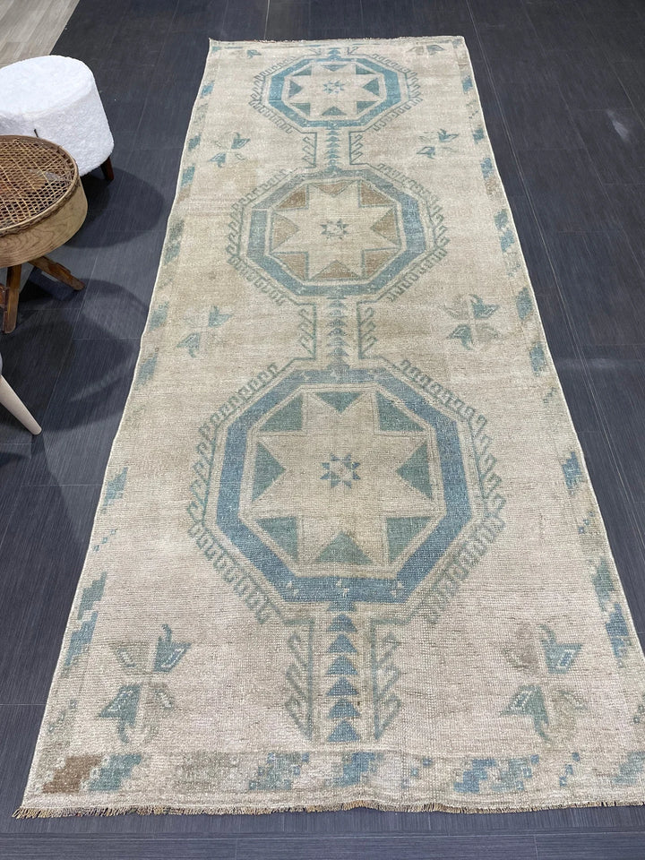 Turkish Runner Rug 3' 8" x 9' 11" Hand-Knotted | No. WR95427