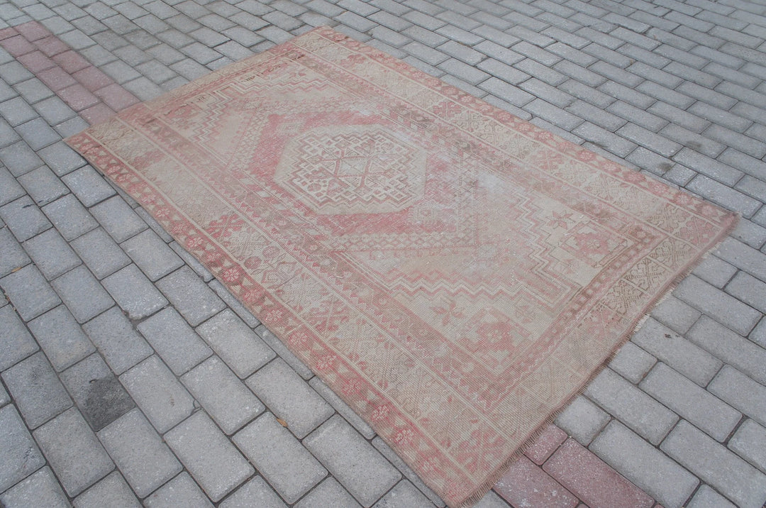 Pink Turkish Runner Rug 3' 7" x 5' 7" Hand-Knotted | No. WR95546