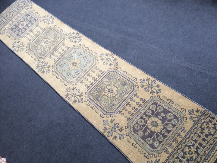 Beige Turkish Runner Rug 8' x 12' Hand-Knotted | No. WR96017