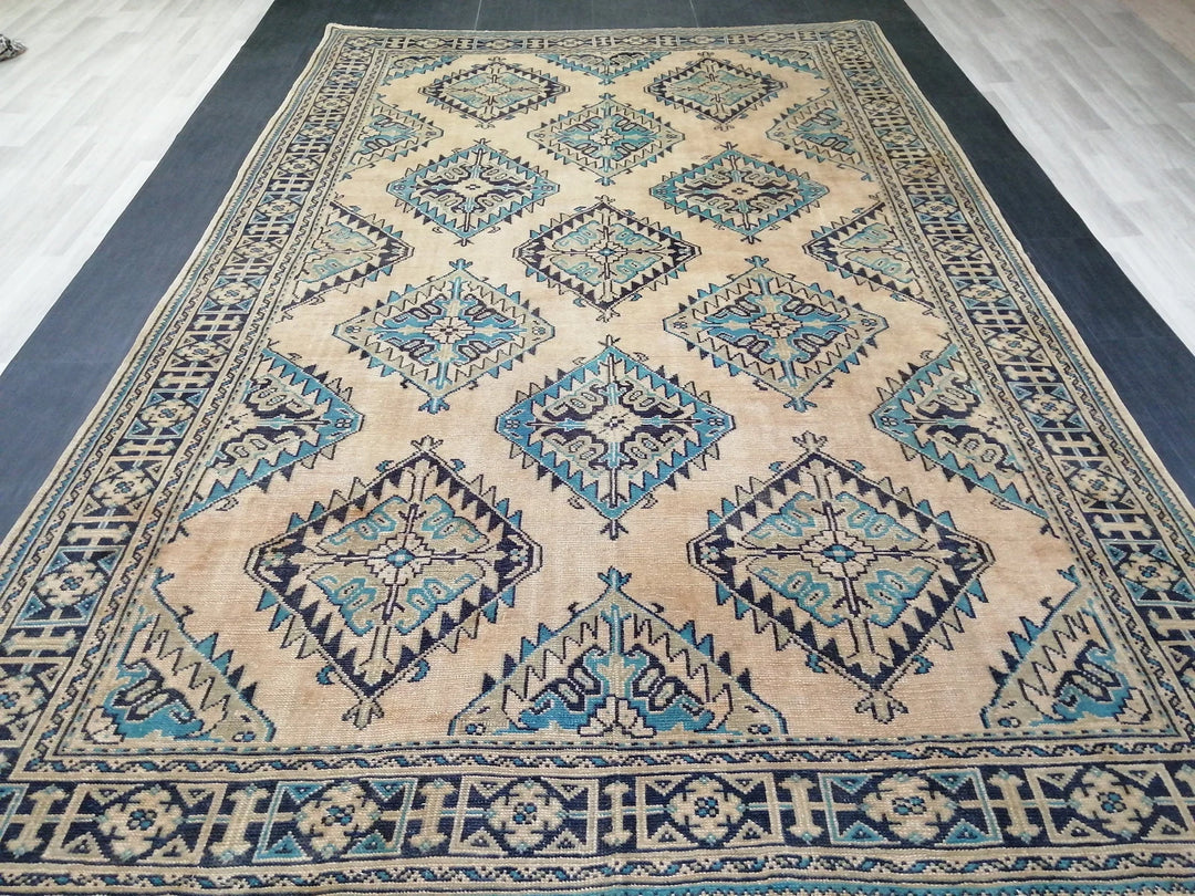 Blue Turkish Oushak Rug 7' 8" x 12' Hand-Knotted | No. WR96472