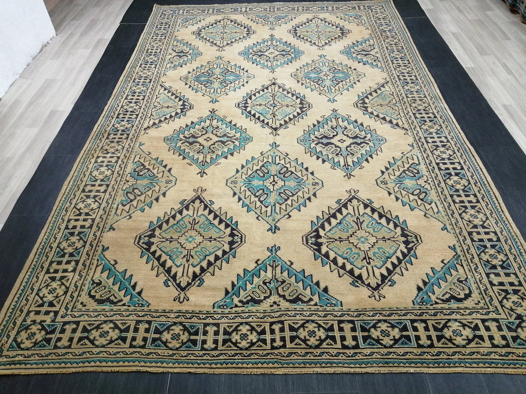 Blue Turkish Oushak Rug 7' 8" x 12' Hand-Knotted | No. WR96472