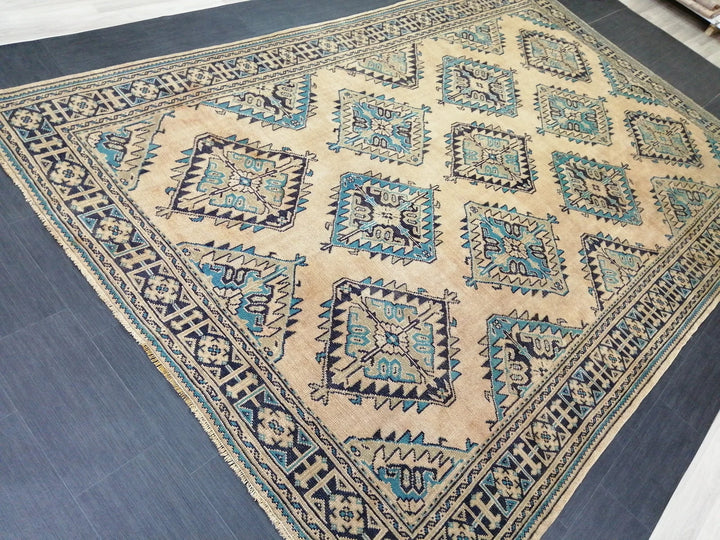 Blue Turkish Oushak Rug 7' 8" x 12' Hand-Knotted | No. WR96472