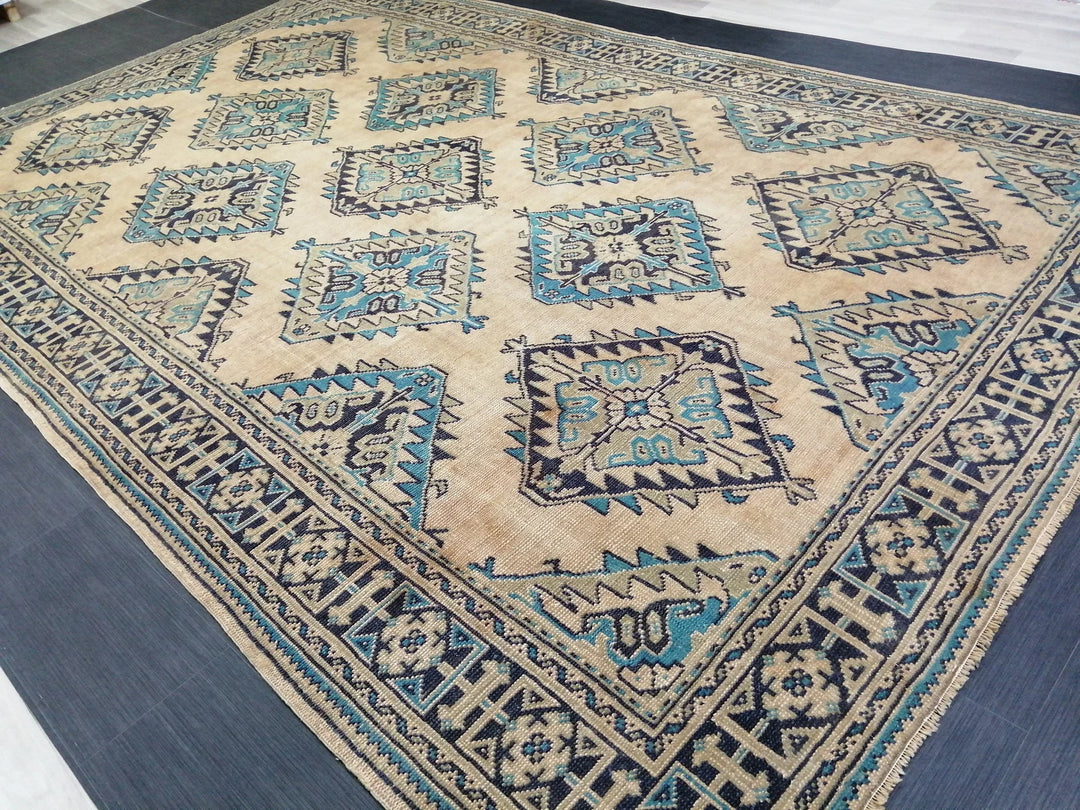 Blue Turkish Oushak Rug 7' 8" x 12' Hand-Knotted | No. WR96472