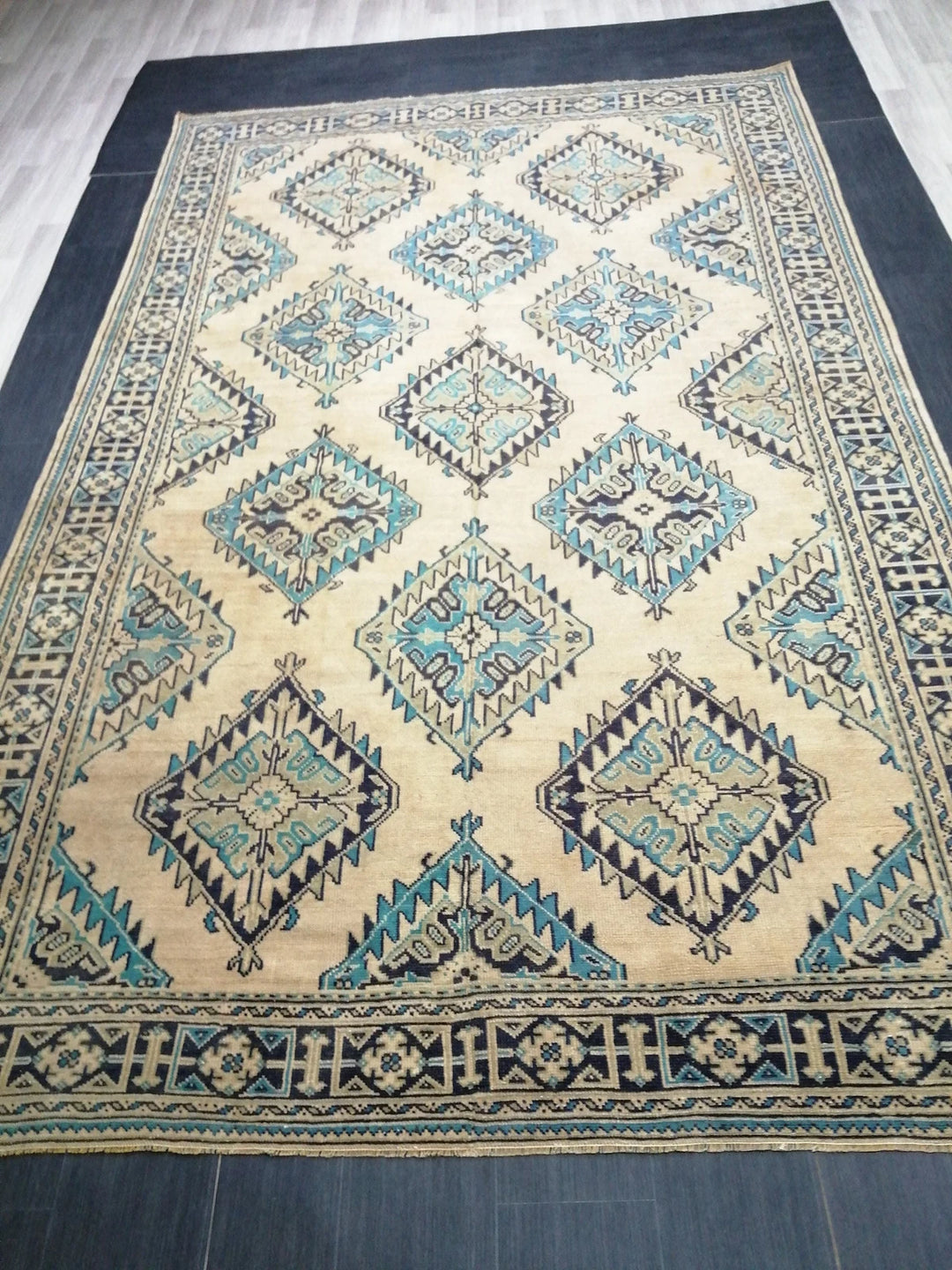 Blue Turkish Oushak Rug 7' 8" x 12' Hand-Knotted | No. WR96472