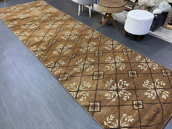 Rust Turkish Runner Rug 3' 6" x 11' 3" Hand-Knotted | No. WR96556