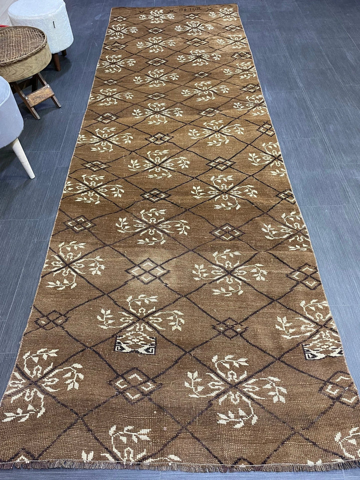 Rust Turkish Runner Rug 3' 6" x 11' 3" Hand-Knotted | No. WR96556
